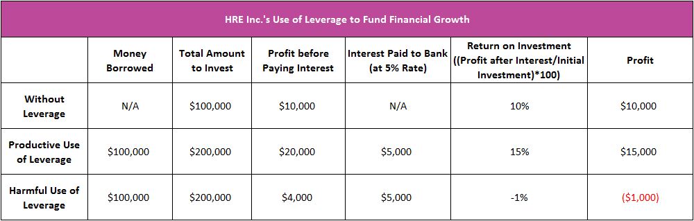 chart showing the use of financial leverage
